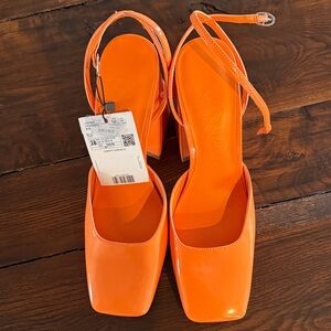 Mango Orange Heeled Sandals